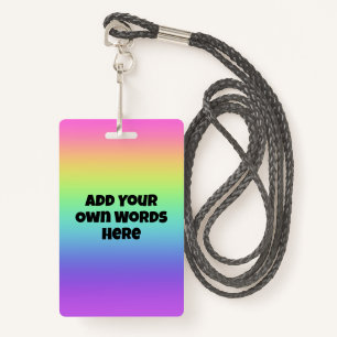 Personalised Rainbow Gradient Hanging Badge ID Badge