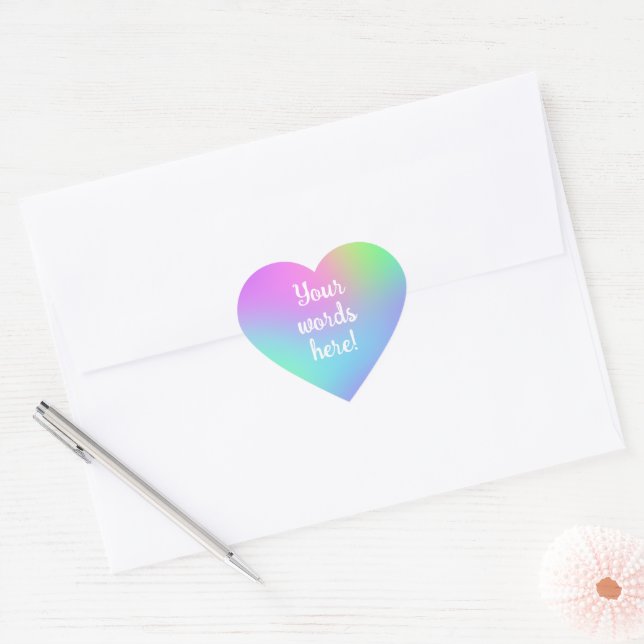 Personalised Rainbow Gradient Heart Stickers (Envelope)