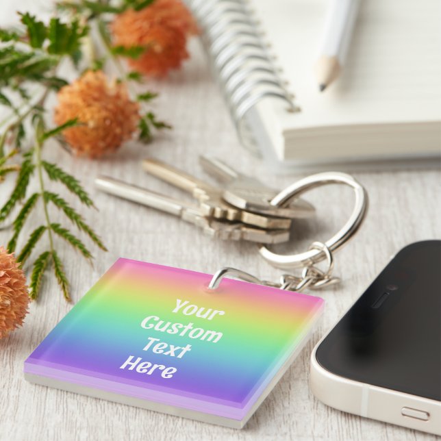 Personalised Rainbow Gradient Key Ring (Front Right)