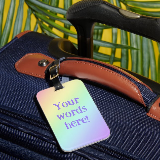 Personalised Rainbow Gradient Luggage Tag (Front Insitu 1)