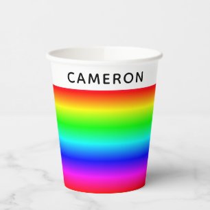 Personalised Rainbow Gradient With Name Paper Cups