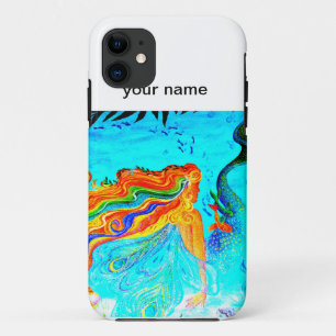 personalised rainbow hair mermaid phone case