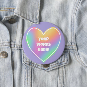 Personalised Rainbow Heart 10 Cm Round Badge