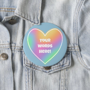 Personalised Rainbow Heart 10 Cm Round Badge