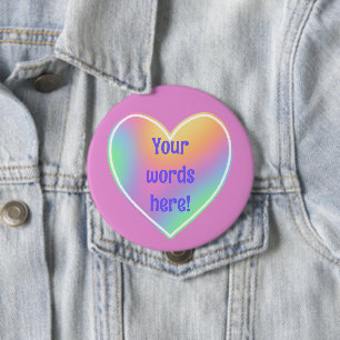 Personalised Rainbow Heart 10 Cm Round Badge