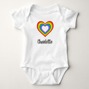 Personalised Rainbow Heart Baby Bodysuit
