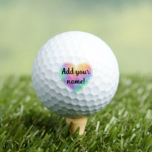 Personalised Rainbow Heart Golf Balls