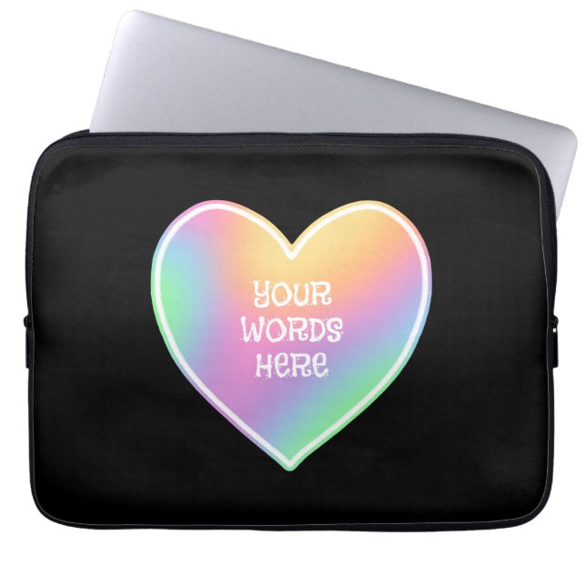 Personalised Rainbow Heart Laptop Sleeve (Front)
