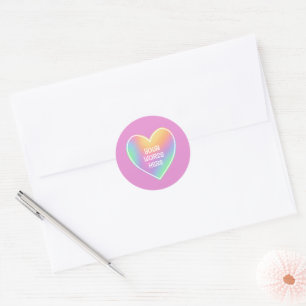 Personalised Rainbow Heart Pink Stickers