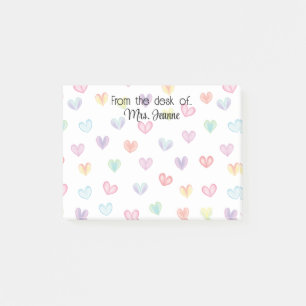Personalised rainbow heart watercolor elegant post-it notes