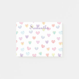 Personalised Rainbow hearts all-over print Post-it Notes