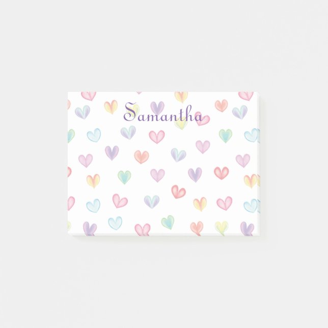 Personalised Rainbow hearts all-over print  Post-it Notes (Front)