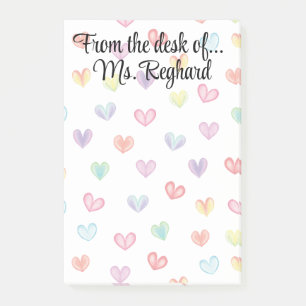 Personalised rainbow hearts from the desk of... post-it notes