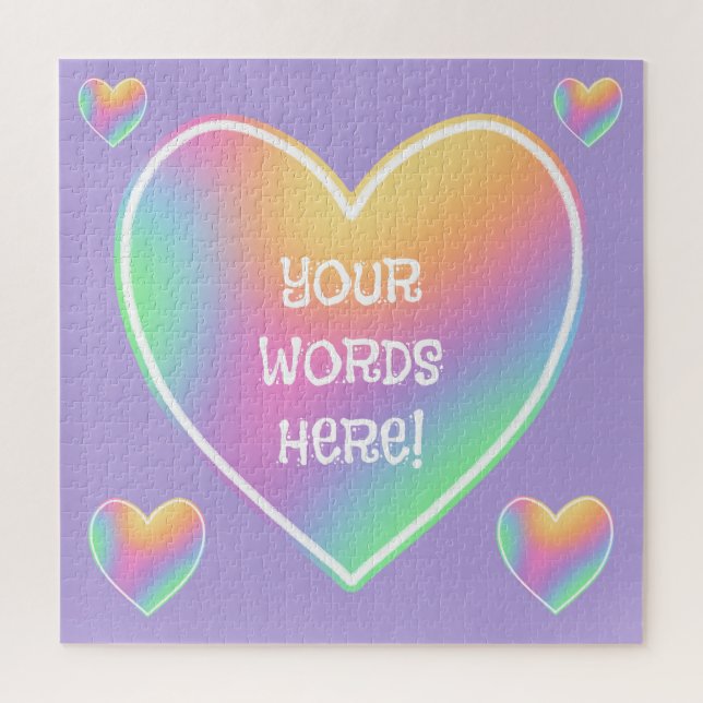 Personalised Rainbow Hearts Jigsaw Puzzle (Vertical)