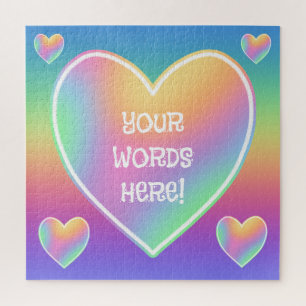 Personalised Rainbow Hearts Jigsaw Puzzle
