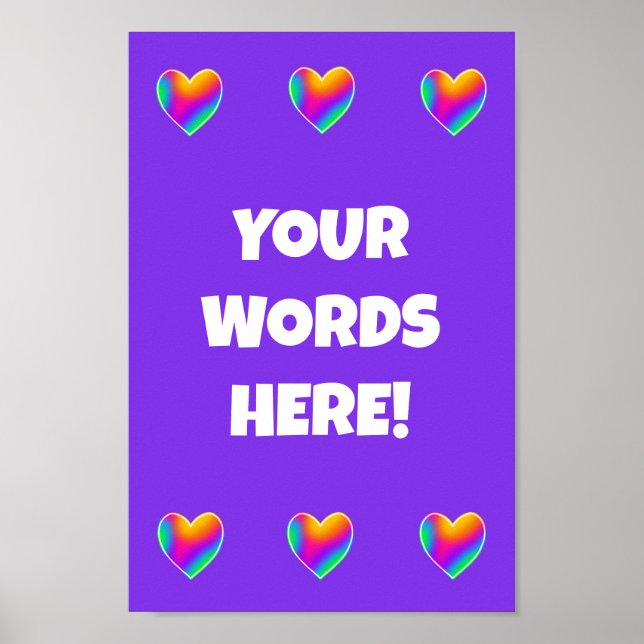 Personalised Rainbow Hearts Poster (Front)