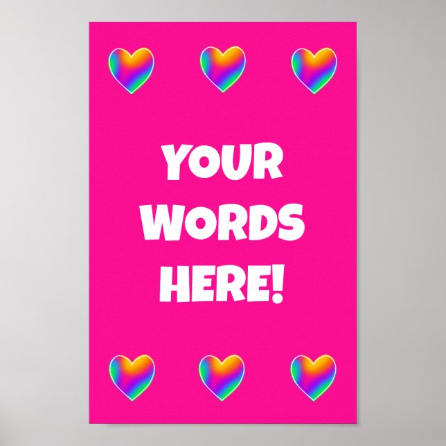 Personalised Rainbow Hearts Poster (Front)