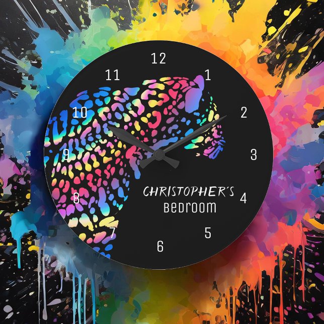 Personalised Rainbow Jaguar Bedroom Clock (Creator Uploaded)