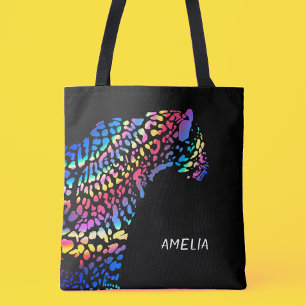 Personalised Rainbow Jaguar Tote Bag