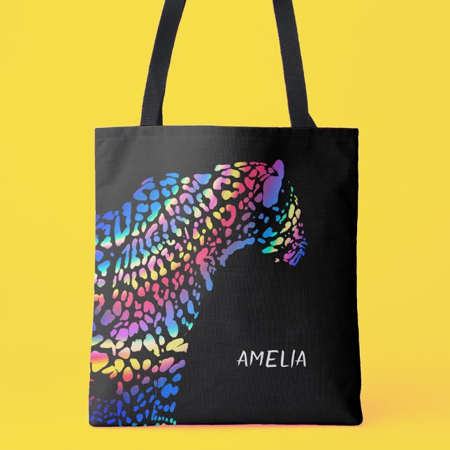 Personalised Rainbow Jaguar Tote Bag (Bags for jungle cats 😼)