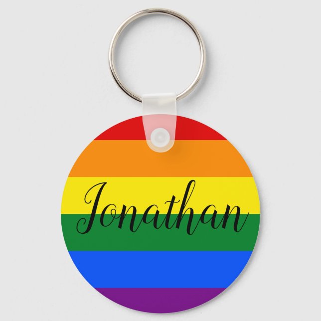 Personalised Rainbow Keyring (Front)