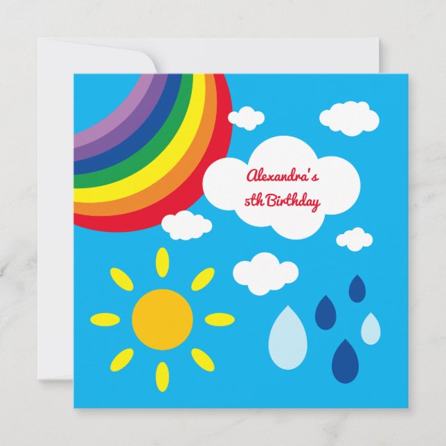Personalised Rainbow Kid's Birthday Invitation (Front)