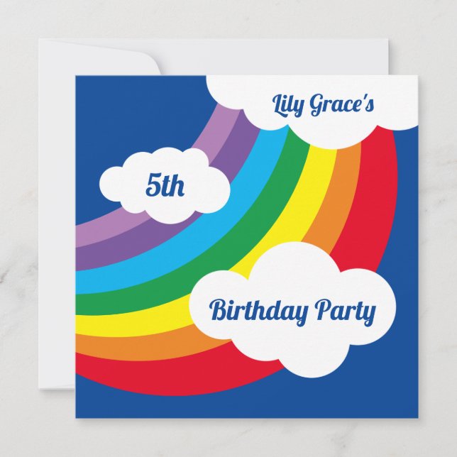 Personalised Rainbow Kid's Birthday Invitation (Front)