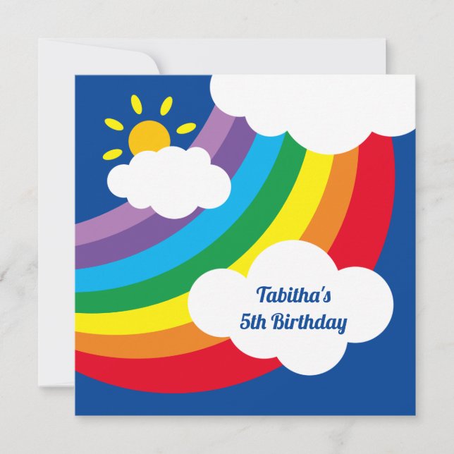 Personalised Rainbow Kid's Birthday Invitation (Front)
