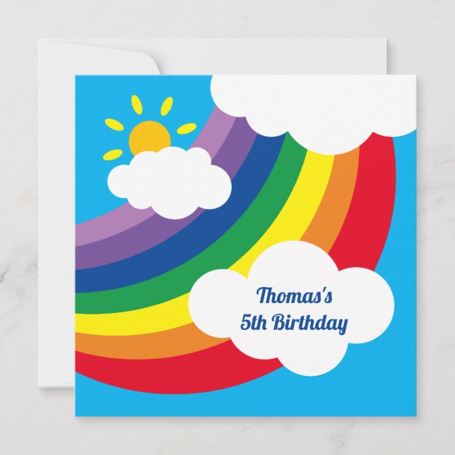 Personalised Rainbow Kid's Birthday Invitation (Front)