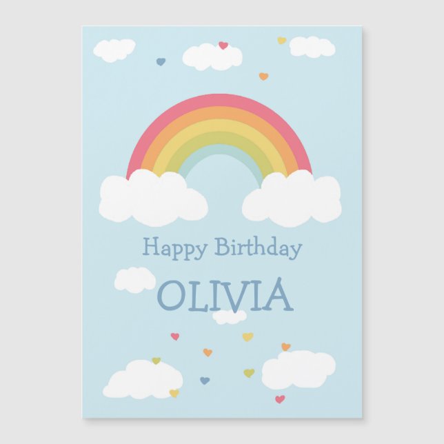 Personalised Rainbow Kids Happy Birthday Flat Card (Front)