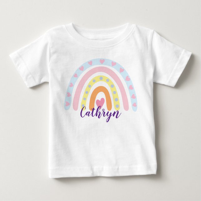 Personalised Rainbow Kids T-Shirt – Custom Name (Front)