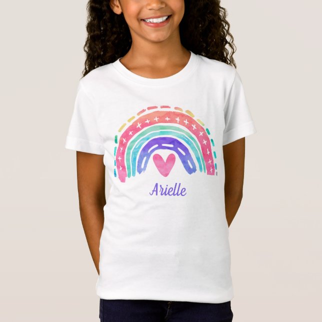 Personalised Rainbow Kids T-shirt Name Top (Front)