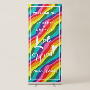Personalised Rainbow Love Wins Party Retractable Banner