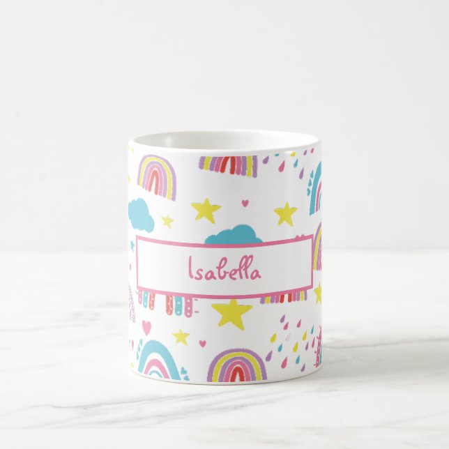 Personalised Rainbow Mug for Girls with Name (Center)