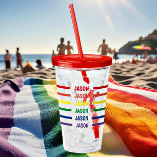 Personalised rainbow name  acrylic tumbler