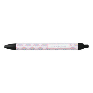 Personalised Rainbow Name Colourful Black Ink Pen