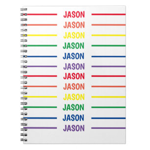 Personalised rainbow name notebook