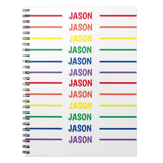 Personalised rainbow name notebook (Front)