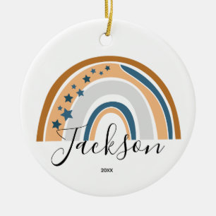 Personalised Rainbow New Baby Gift Ceramic Tree Decoration