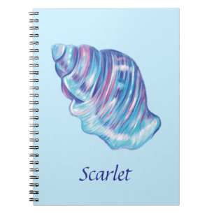 Personalised rainbow ocean seashell illustration notebook