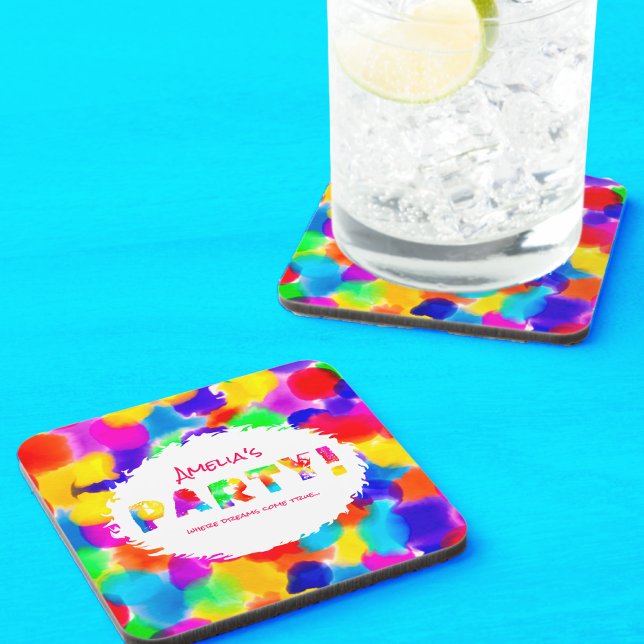 Personalised Rainbow Party  Coaster (Creator Uploaded)