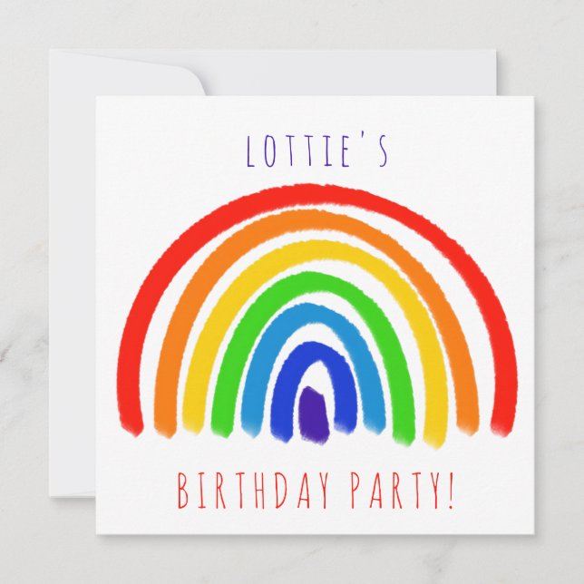 Personalised Rainbow Party Invitation (Front)