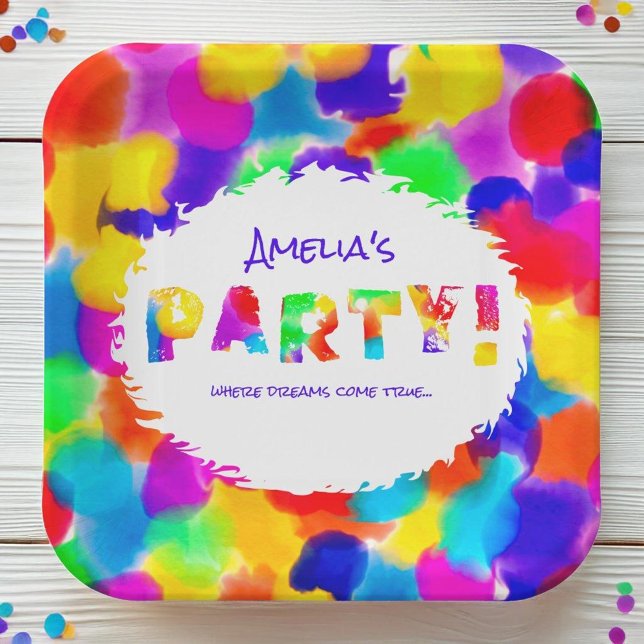 Personalised Rainbow Party  Paper Plate (Creator Uploaded)