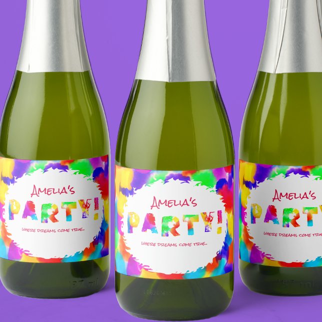 Personalised Rainbow Party  Sparkling Wine Label (Creator Uploaded)