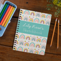 Personalised Rainbow Pattern Sketchbook