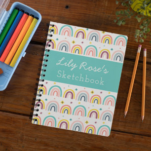 Personalised Rainbow Pattern Sketchbook Notebook