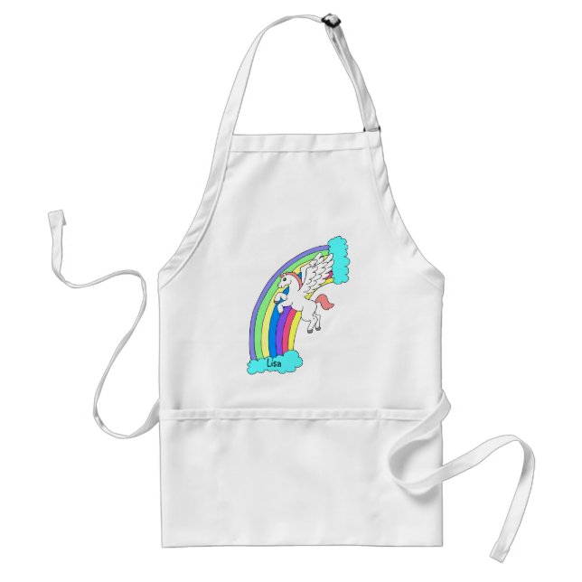 Personalised Rainbow Pegasus Apron (Front)
