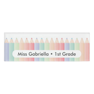 Personalised Rainbow Pencils Magnetic Teacher Name Tag