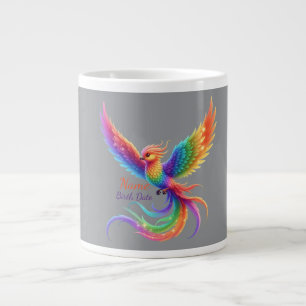 Personalised Rainbow Phoenix Name Birthdate Gift Large Coffee Mug