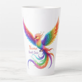 Personalised Rainbow Phoenix Name Birthdate Gift Latte Mug
